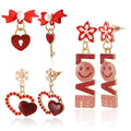 LETFLY 3/5/6 Pairs Flower & Heart Drop Dangle Earrings for Women, Colorful Hypoallergenic Hoop Earrings Set, Summer Boho Statement Fashion Jewelry Gifts - style: Style F