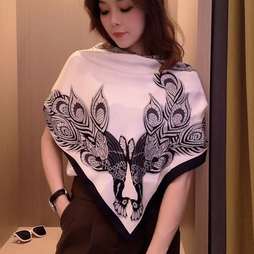 K-Elewon Large Square Scarf 43" Silk Scarf Fashion Scarves Silk Feeling Hair Wrapping Scarfs Night Sleeping Headscarf - color: Vb19