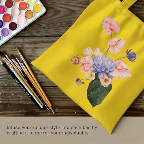 1 Pack Available Premium Canvas Reusable Tote Gift Bags,Made of Natural Canvas with Handle,Work,DIY,Shopping(Bright Yellow) - color: C9-bright Yellow 1 Pack