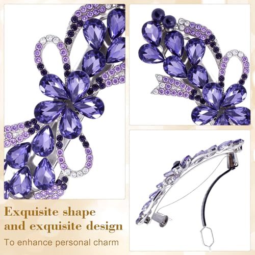 Joez Wonderful Rhinestone Hair Clip Sparkly Crystal Barrettes French Wedding Prom Engagement Pageant First Communion Hair Decorative Accessories for Women Long Hair (Bow Purple, 1 Pcs) - color: Rhinestone Butterfly Purple