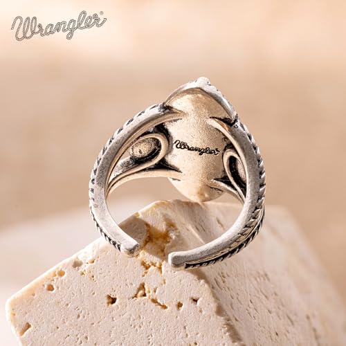 Montana West Wrangler Western Couture's Bohemian Turquoise Cuff Ring for Women Cowgirl Size 7 - color: Silver-Gray
