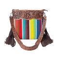 Merbaa Women Handtooled woolen saddle blanket hand woven Crossbody Bag - color: Multicolor