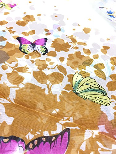 YOUR SMILE Ladies/Women's Lightweight Floral Print/Solid Color mixture Shawl Scarf For Spring Summer season - color: Beige/Khaki Butterfly