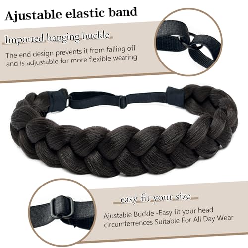 Braided Headbands for Women Black Synthetic Hair Head Bands Handmade Braid Hairband Hair Accessories Elastic Stretch Headwrap Braided Hair Band - color: 2#-Black