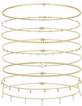 Tornito 8Pcs Waist Belly Chain CZ Heart Pearl Snake Bead Sequin Paperclip Belly Chain Summer Beach Sexy Body Chains Jewelry Accessories for Women Adjustable - style: B:8Pcs(Bead)
