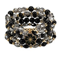 LOTSOF Boho Flower Beaded Bracelet Set for Women - Multilayer Crystal & Flower Charm Stackable Bracelets, Fashion Jewelry Gift for Her - color: Black