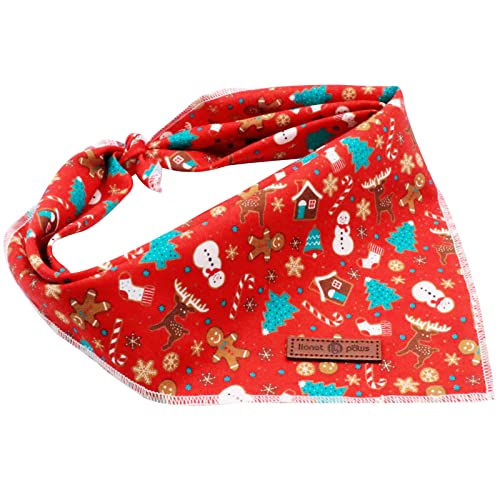 Lionet Paws Christmas Dog Bandana Washable Cotton Handkerchief Scarf Triangle Bandana for Small Medium Large Dogs Girl Boy - color: Red Gingerbread Man, size: Small (Pack of 1)