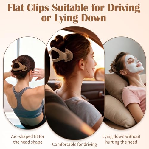 5.5 Inches Extra Large Flat Hair Clips for Women, 4 Pack XL Big Claw Clips for Thick Hair, Oversized Matte Strong Hold Non-slip Flat Claws, Khaki - color: Khaki-XL