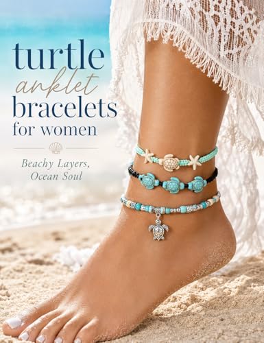 FASACCO 10 PCS Turtle Ankle Bracelets for Women Waterproof Handmade Starfish Sea Turtle Bracelet Adjustable Boho Summer Beach Bracelets for Women Men Bahamas Souvenirs