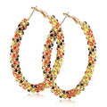 Rhinestone Hoop Earring for Women Sparkly Crystal Wrapped Hoop Dangle Earrings Statement Boho Gold Black Plated CZ Hoop Earring - color: Halloween Colors