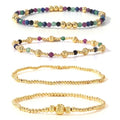 Dainty 14K Gold Lantern Beaded Bracelets Stack for Women,4PCS Colorful Glass Beads Stretch Stackable Bracelets Set Fashion Prom Jewelry Gift Friendship - color: Colorful
