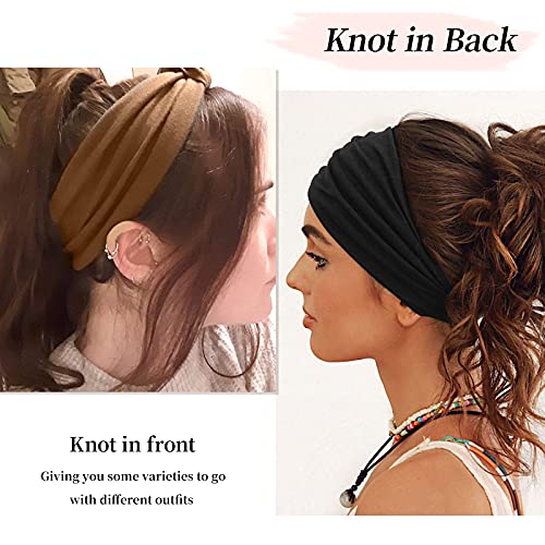 Huachi Wide Headbands for Women Black Stylish Head Wraps Boho Thick Hairbands Large African Sport Yoga Turban Headband Hair Accessories (Pack of 4) - color: Headbands 1