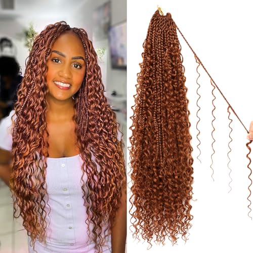 Goddess Boho Box Braids Crochet Hair-8 Packs 24 Inch Crochet Box Braids for Black Women Pre Looped (#30, 24 Inch (Pack of 8)) - color: #30, size: 24 Inch (Pack of 8)