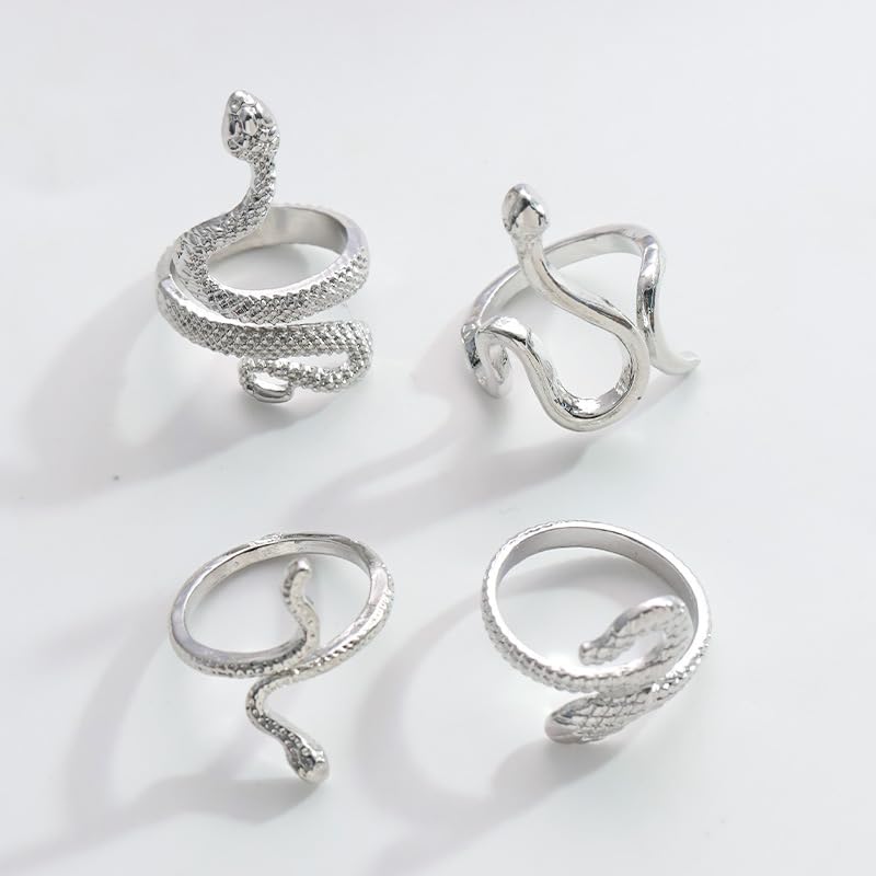 Snake Rings for Women Snake Ring Set Black Snakes Jewelry for Women Goth Gothic Rings Vintage Punk Knuckle Finger Thumb Ring Halloween Accessories - style: Style 1 - 3