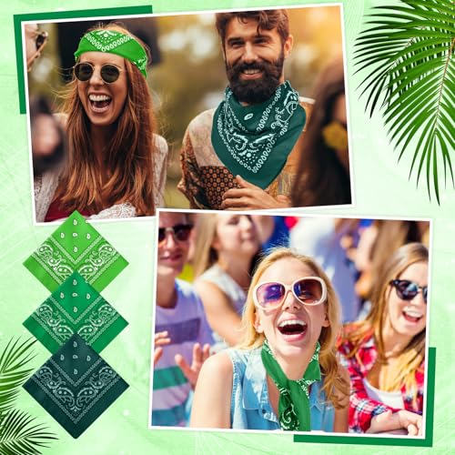 Handepo 150 Pcs Bandanas Bulk, Colorful Paisley Bandanas Unisex Head Wrap Scarf Cowboy Headband Handkerchief - color: Dark Green, Green, Light Green