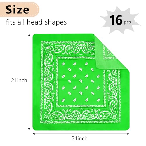 Morcheiong 8/16 Pcs Bandanas Paisley Bandana Head Scarf Headband Handkerchiefs for Men Women Boy Girls - color: Green