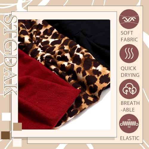 Wide Headband Boho Head Bands For Women's Hair Band Burgundy Black Head Wraps Leopard Turban Knotted Headband Non Slip Sweatband Soft Hair Scarf Headbands 3 Pcs - color: Style 146