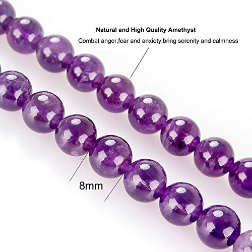 108 Mala Beads Necklace 7 Chakra Buddhist Prayer Beaded Bracelet Tree of Life Pendant Stone Yoga Necklace - color: Amethyst-Lotus-Tree