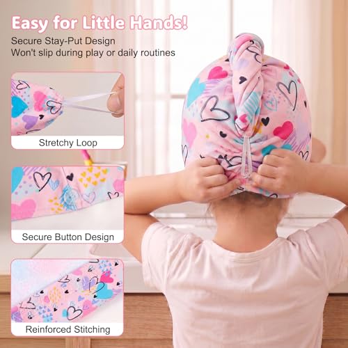 Basumee Microfiber Hair Towel Wrap for Kids 2 Pack Rapid Drying Hair Towel with Button Hair Turbans for Wet Hair Wraps Head Towel Wrap for Women and Girls, Blue - color: Blue