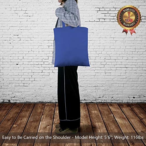 TOPDesign 5-Pack Economical 16"x15" Blue Cotton Tote Bag, Lightweight Medium Reusable Grocery Shopping Cloth Bags, Suitable for DIY, Advertising, Promotion, Gift, Activity - color: Blue, size: Medium