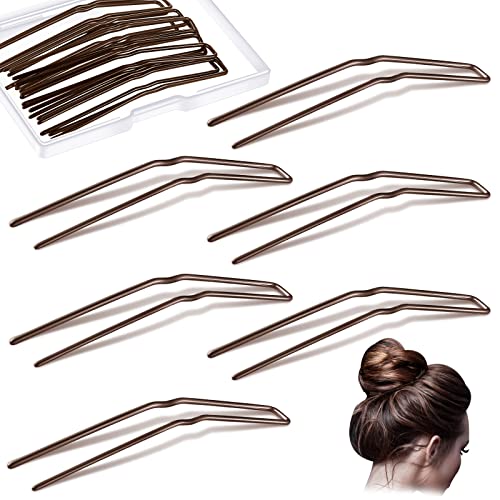 Waydress 36 Pieces U Shaped Hair Pins for Buns Bobby Pins for Women Thick Long Curly Hair Metal U Pin French Hairpin for Updo Bun Bobby Hairpins for Lady (3 Inches, Brown) - color: Brown, size: 3 Inch