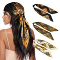 3 Pcs Satin Head Scarves for Women - 35" Satin Hair Scarves Large Square Silk Like Scarves & Bandanas - color: Black,beige,deep Green
