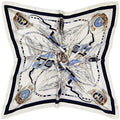 Julunar Silk Like Head Scarf for Women - Satin Large Hair Scarves - 35" Square Silk Hair Wrap for Sleeping with Gift Packed - color: A004-1 Pirate Ship White