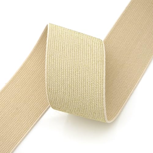 Women Wide Stretchy Waist Belts Elastic Cinch Belt for Dresses - color: Bling Beige Band Gold Buckle, size: Fit Waist 26"-28"