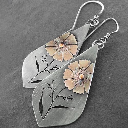 Boho Earrings, Statement Earrings, Teardrop Sunflower Earrings, Dangle Ethnic Earrings for Women, Handmade Bohemian Trendy Boho Vintage Jewelry - style: Sunflower & Bird