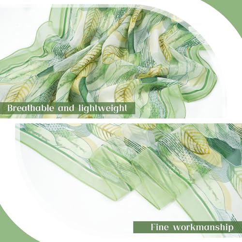 E-Clover Unique Fashion Women's Scarf Chiffon Sheer Scarves for Women Lightweight - color: Green Flowers-02