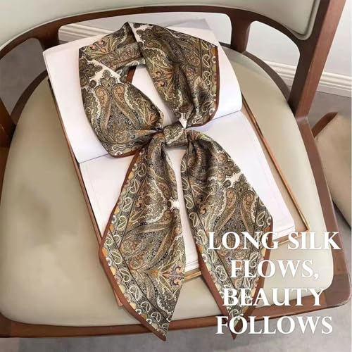 Sumolux Head Hair Scarf for Women Neck Purse Bag Handbags Scarf Like Silk - color: Khaki Cashew