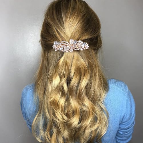 Joez Wonderful Rhinestone Hair Clip Sparkly Crystal Barrettes French Wedding Prom Engagement Pageant First Communion Hair Decorative Accessories for Women Bride (Rhinestone Butterfly White, 1 Pcs) - color: Rhinestone Butterfly Silver