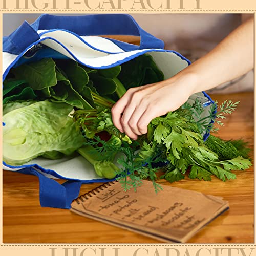 Reginary 16 Pcs Canvas Tote Bags Bulk with Outer Pocket 18 Inch Reusable Shopping Grocery Blank Tote Bag for Women Mother DIY (Blue White) - color: Blue White