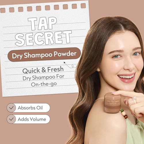 I DEW CARE Tap Secret Mattifying Dry Shampoo Powder - Hydrating Dry Scalp Shampoo for Oily Hair with Biotin & Black Ginseng - Travel Size & Vegan-Friendly Korean Hair Care 0.24oz (Light Brown V2) - color: Light Brown, size: 0.24 Ounce (Pack of 1)