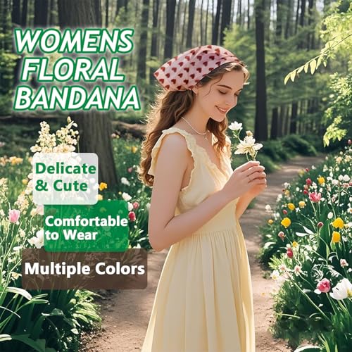 Large Cotton Bandanas for Women, 27 x 27 inch Hair Neck Scarf, Headband Square Scarf - color: Red and Pink