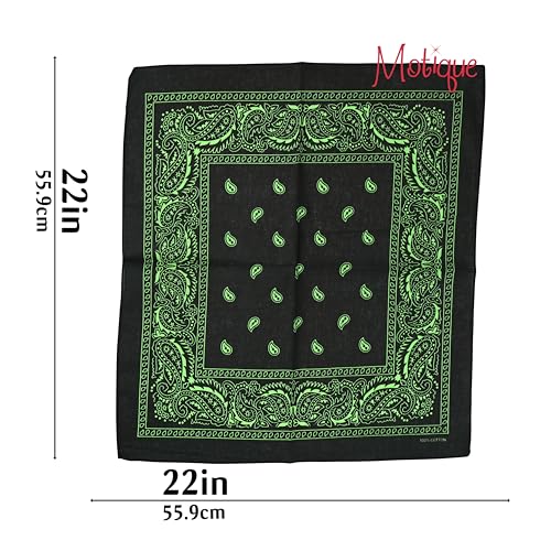 Motique Accessories Two Tone Paisley Bandana - Set of 3 - color: Black Green