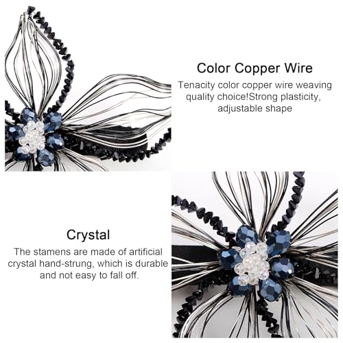 Mistofu DIY Copper Wire Metal Hand-woven High-level design Barrettes Elegant Hair Accessories, Gifts for Women Girls (black-a) - color: black-a