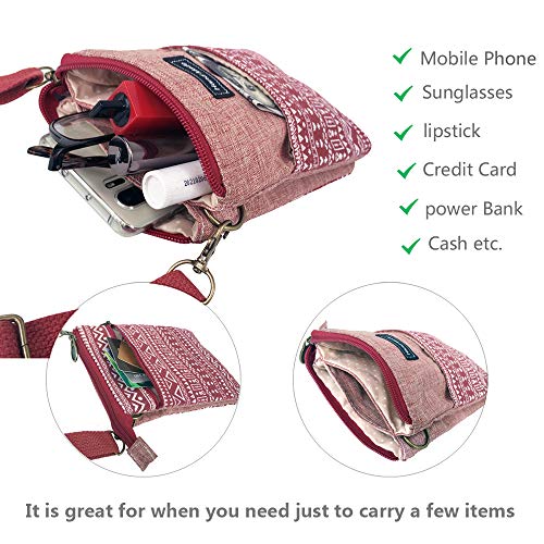 Roomy Cell Phone Purse Wallet Canvas Small Crossbody Purse Bags with Shoulder Strap For Women teen girlsl | Roomy - color: P-red