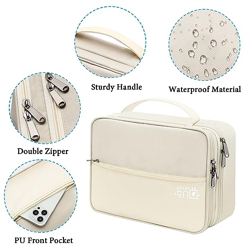 CILLA Electronic Organizer Travel Case, Travel Cord Organizer Case Portable Waterproof Cable Organizer Bag for Charger, Cord, USB, Power Bank, Earphone - color: zipper-beige