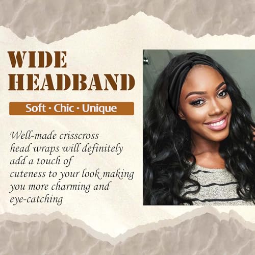 4 Pack Wide Headbands for Women Cute Boho Headband Stripe Knotted Turban Head Bands Soft Hair Wraps African Head Scarf Fashion Turban Hairband Large Scarf Headband For Women’s Hair Accessories - color: Style 118
