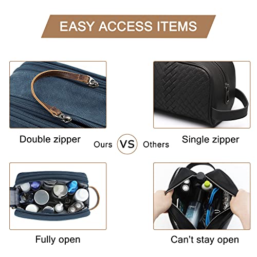 BAGSMART Toiletry Bag for Men, Canvas Travel Toiletry Organizer Dopp Kit Water-resistant Shaving Bag for Toiletries Accessories,Navy Blue-Medium - color: Navy Blue, size: Medium