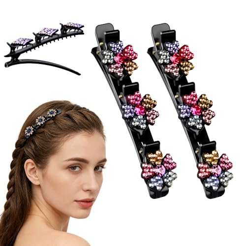 Sparkling Crystal Stone Braided Hair Clips, 2026 New Rhinestone Hair Clips Hair Braid Clips, Girls/Women Hair Accessories for Styling Sectioning (22#) - color: 22#