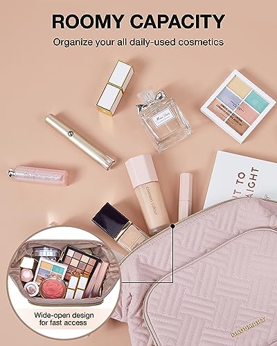 BAGSMART Travel Makeup Bag, Cosmetic Bag Make Up Organizer Case,Large Wide-open Pouch for Women Purse for Toiletries Accessories Brushes Pink - color: A-1 Layer- Pink, size: Large