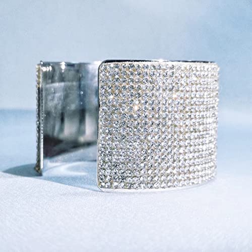 Jojomina MultiLayer Rhinestone Bracelet for Women Girls Crystal arm cuff Prom Bangle Bracelet Jewelry for Party Wedding Dating - color: Silver