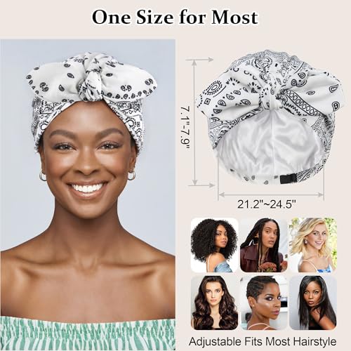 Ababalaya Satin Lined Beanies for Women Chemo Headwear Silky Lined Cotton Sleeping Cap - color: White