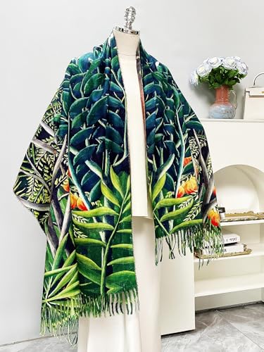 VENVSBEE Reversible Scarf Soft Large Shawl Wrap Blanket Double Sided Art Print Warm Pashmina Stoles Klimt Van Gogh Gifts - color: Art 14