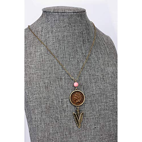 American Coin Treasures Indian Head Penny Coin Necklace Arrowhead Cable Chain | Indian Cent Over 100 Years Old | 22 Inch Long 3 Inch Extender With Lobster Claw Clasp | Certificate of Authenticity