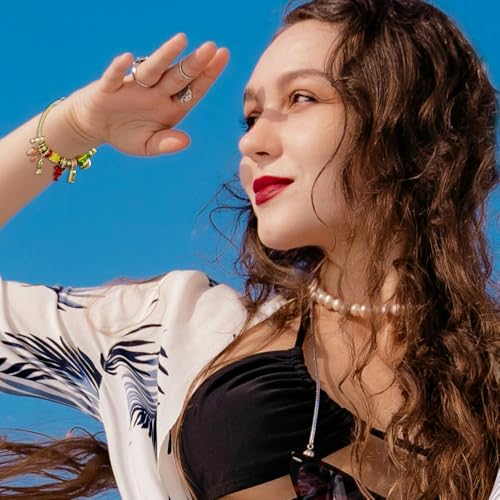 Madison Tyler Beach Bracelet for Women | Seahorse Octopus Tropical Fish Sea Turtle Shell Conch Beaded Charm Bracelet | Cute Gold Plated Adjustable Snake Chain Bracelet - style: summer