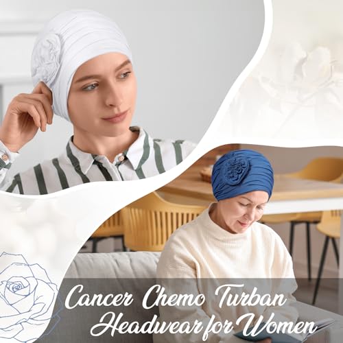 JenPen 4 Pcs Cotton Chemo Headwear for Women Turban Soft Cancer Head Scarf Hats Beanie Elastic Hair Wraps - color: Classic Colors