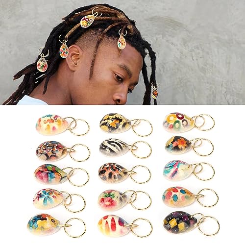 Dioche 15pcs Hair Jewelry for Women Braids, Shell Hair Braid Rings, Hair Braiding Pendant Clips Exquisite Shell Dreadlocks Ring Hair Accessories Decoration for Women Girls, Wholesale Business